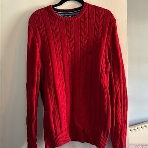 Nautica Men's Red Cable Knit Sweater